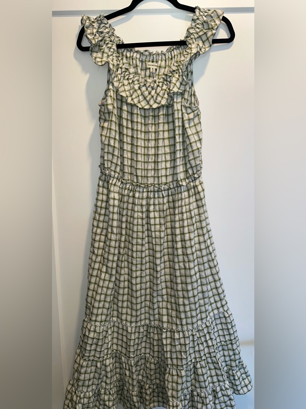 MAX STUDIO Sage Green Midi Dress Ruffle Hem XL NWOT Cottagecore - Picture 7 of 12